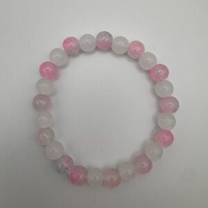 Chic Pink and White Beaded Bracelet